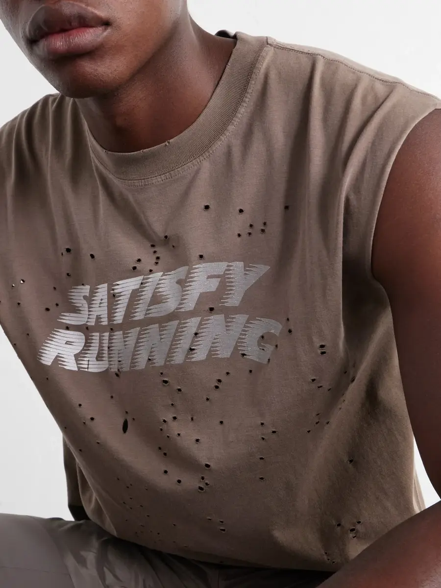 Satisfy Distressed Logo-Print MothTech™ Organic Cotton-Jersey Tank Top - Men | Thumbnail 5