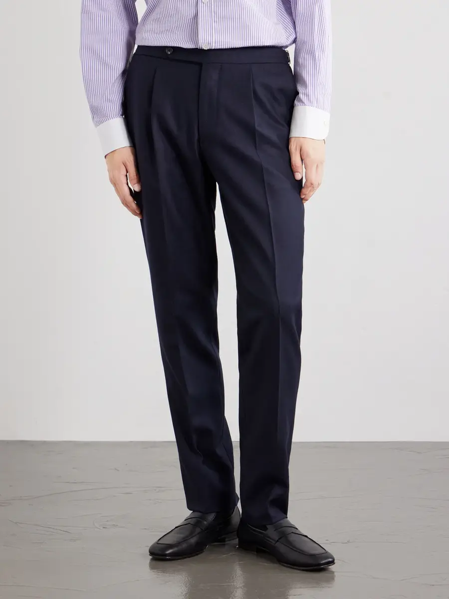 De Petrillo Straight-Leg Pleated Virgin Wool Trousers - Men | Thumbnail 3 De Petrillo Straight-Leg Pleated Virgin Wool Trousers - Men | Thumbnail 3