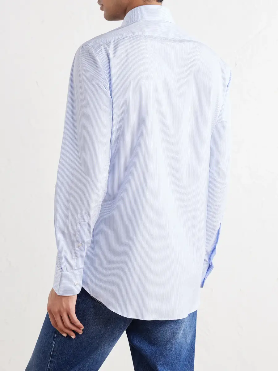 Thom Sweeney Lecce Striped Cotton-Poplin Shirt - Men | Thumbnail 4 Thom Sweeney Lecce Striped Cotton-Poplin Shirt - Men | Thumbnail 4