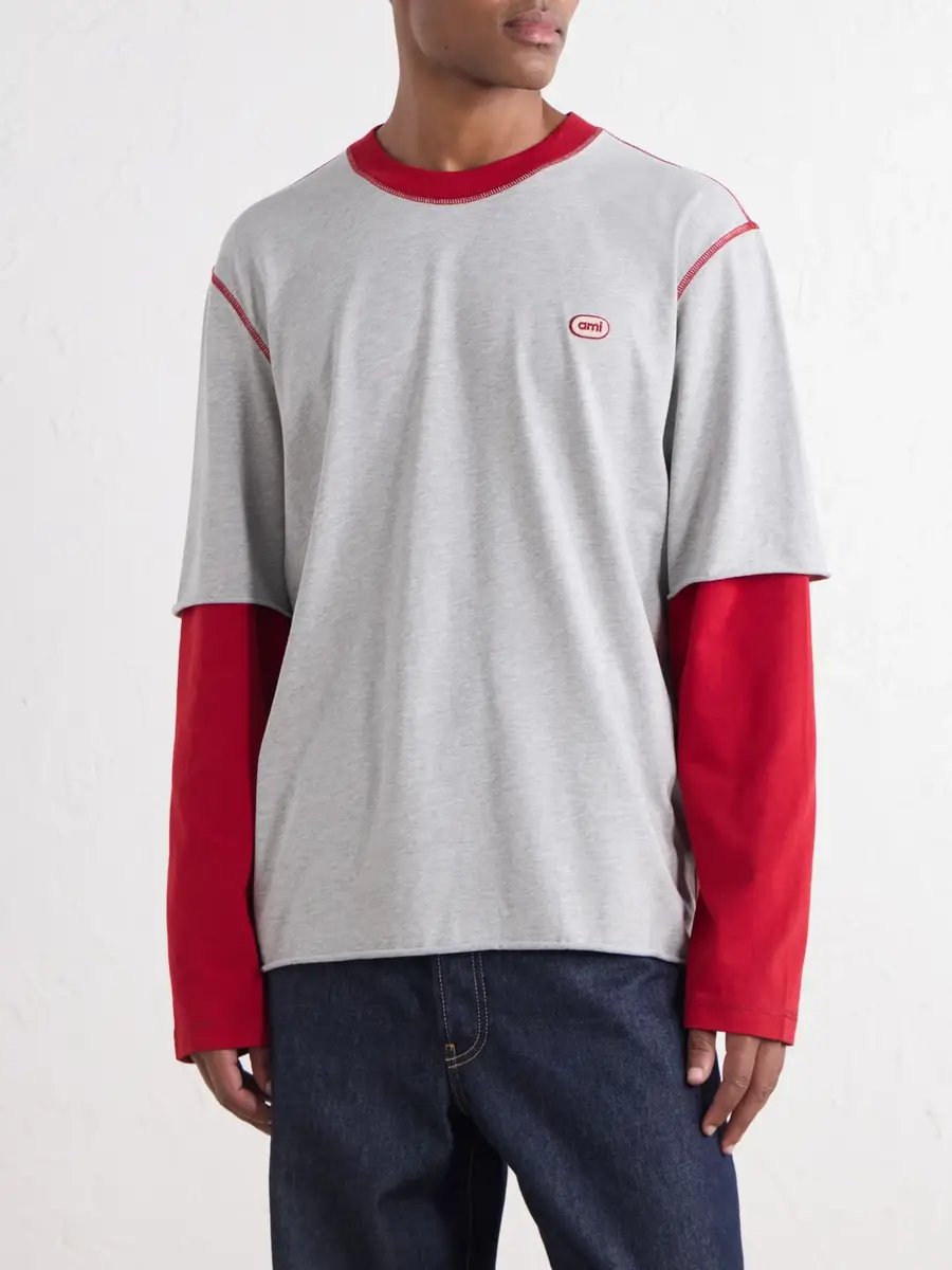 AMI PARIS Logo-Appliquéd Cotton-Jersey T-Shirt - Men | Thumbnail 3 AMI PARIS Logo-Appliquéd Cotton-Jersey T-Shirt - Men | Thumbnail 3