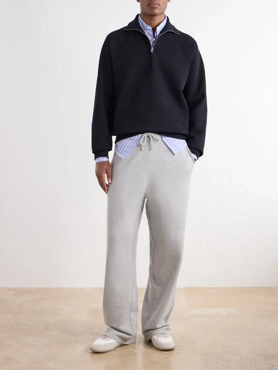AMI PARIS Logo-Embroidered Cotton-Jersey Half-Zip Sweatshirt - Men | Thumbnail 2 AMI PARIS Logo-Embroidered Cotton-Jersey Half-Zip Sweatshirt - Men | Thumbnail 2