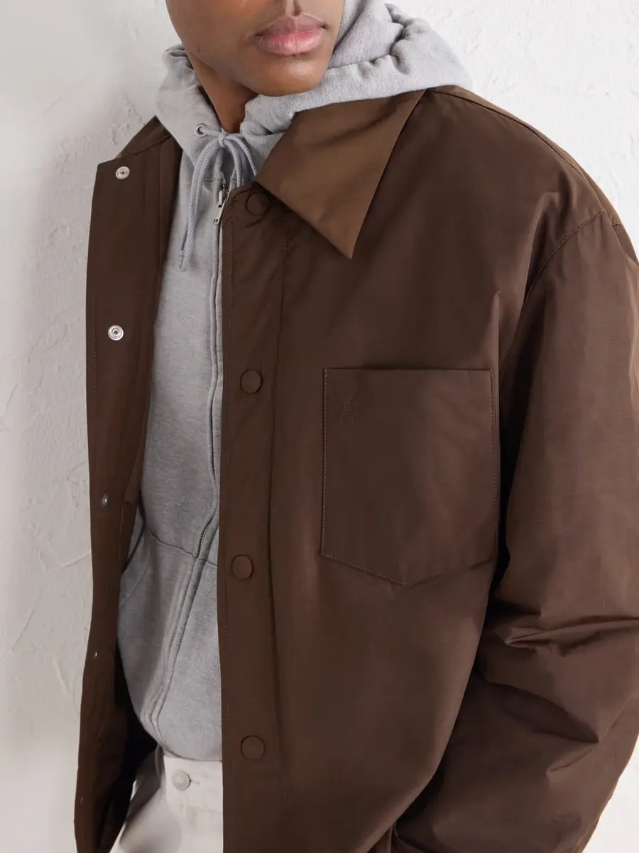 AMI PARIS Logo-Embroidered Padded Canvas Overshirt - Men | Thumbnail 5