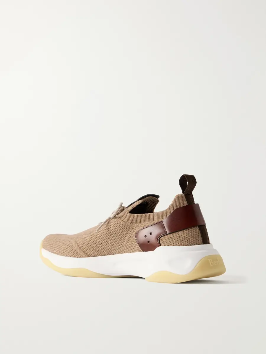 Berluti Shadow Leather-Trimmed Stretch-Cashmere Sneakers - Men | Thumbnail 4