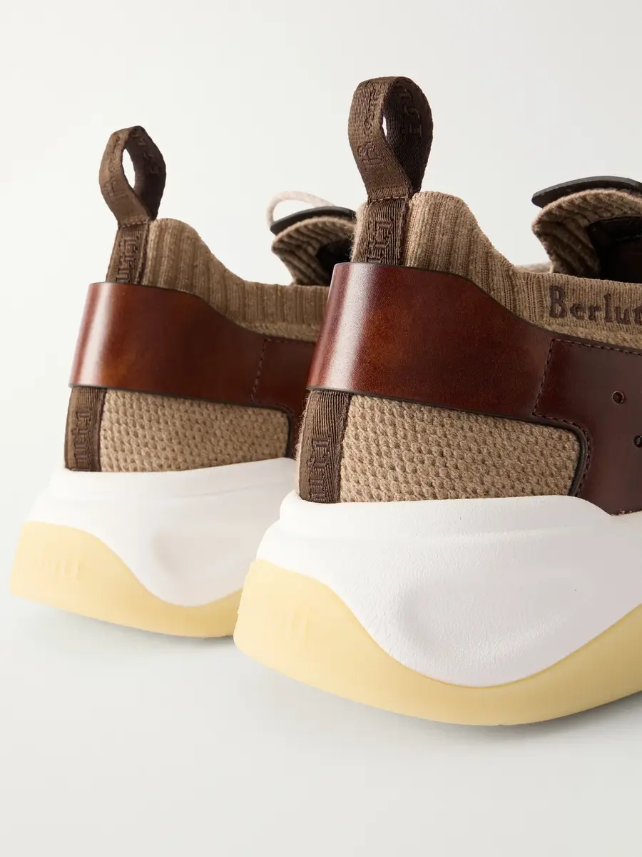 Berluti Shadow Leather-Trimmed Stretch-Cashmere Sneakers - Men | Thumbnail 5