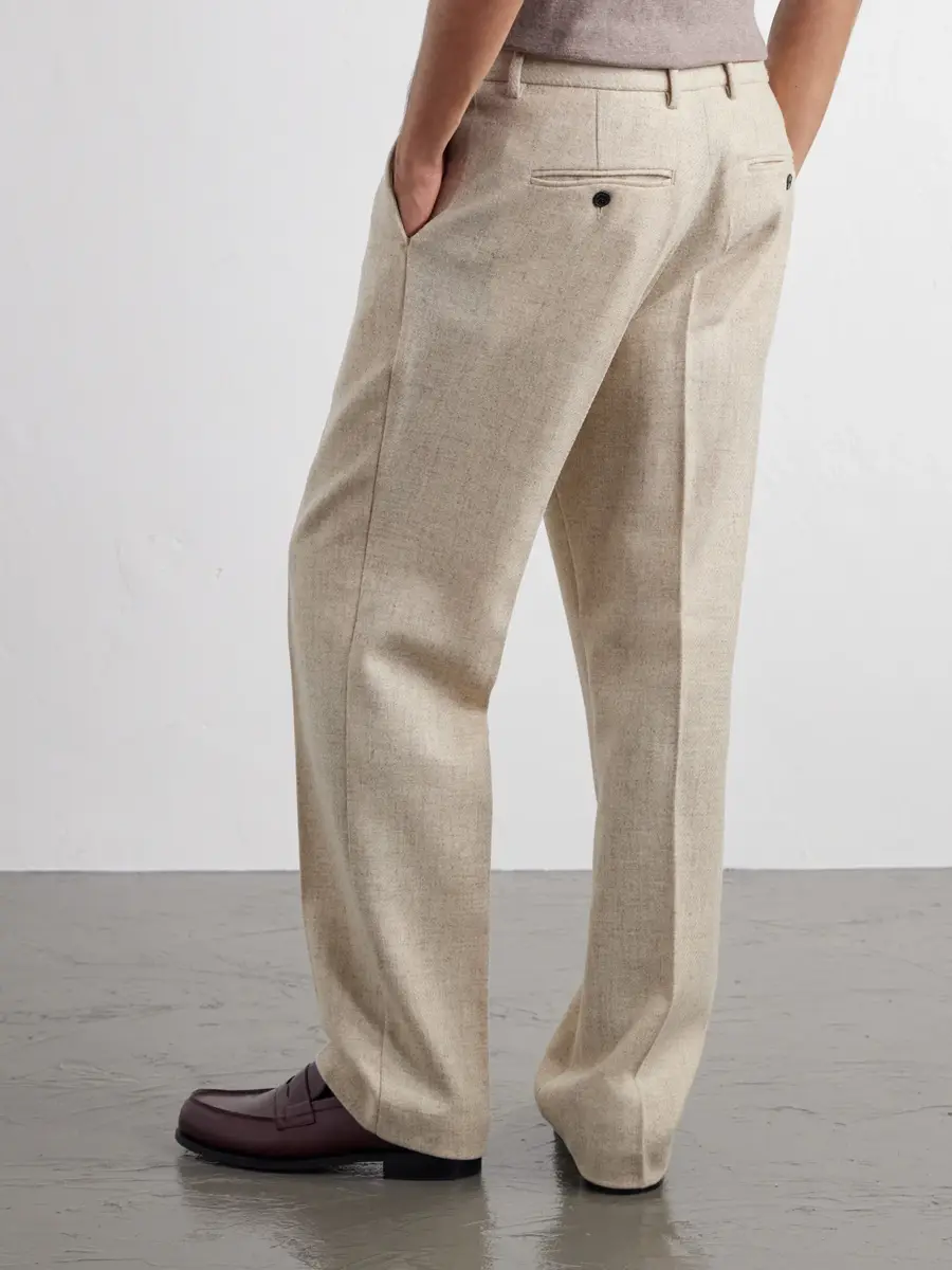 Portuguese Flannel Terroir Straight-Leg Pleated Wool-Twill Trousers - Men | Thumbnail 4