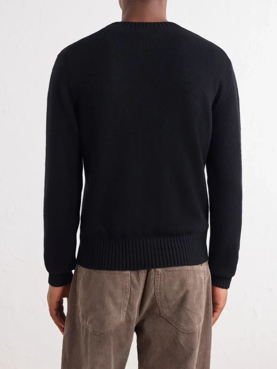 AMI PARIS Logo-Embroidered Cashmere and Wool-Blend Sweater - Men | Thumbnail 4 AMI PARIS Logo-Embroidered Cashmere and Wool-Blend Sweater - Men | Thumbnail 4