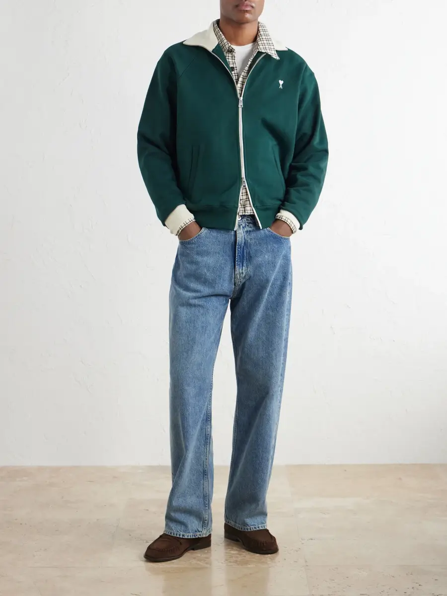 AMI PARIS Logo-Embroidered Cotton-Jersey Zip-Up Sweatshirt - Men | Thumbnail 2