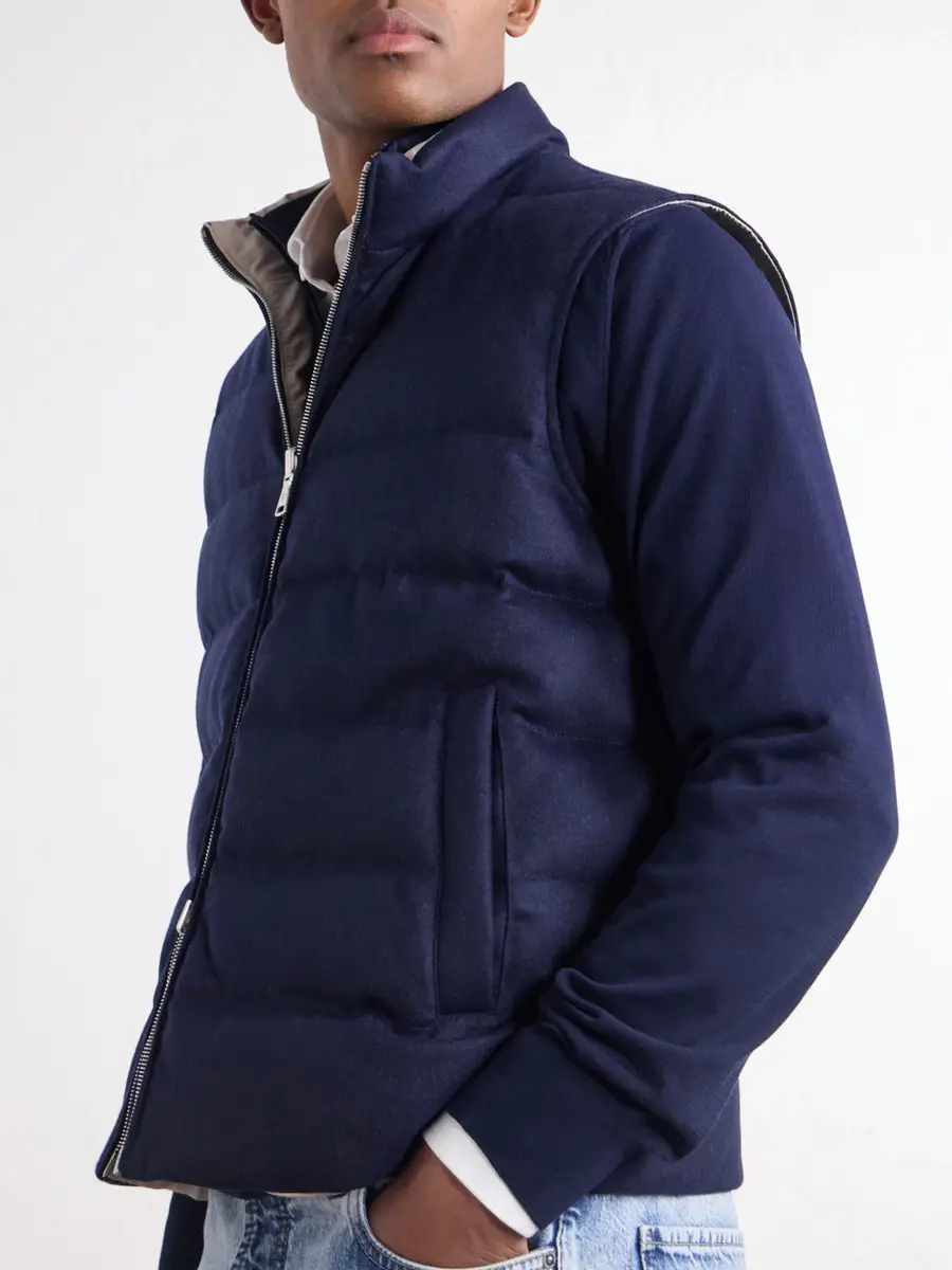 ELEVENTY Reversible Padded Cashmere-Blend and Wool-Blend Gilet - Men | Thumbnail 6