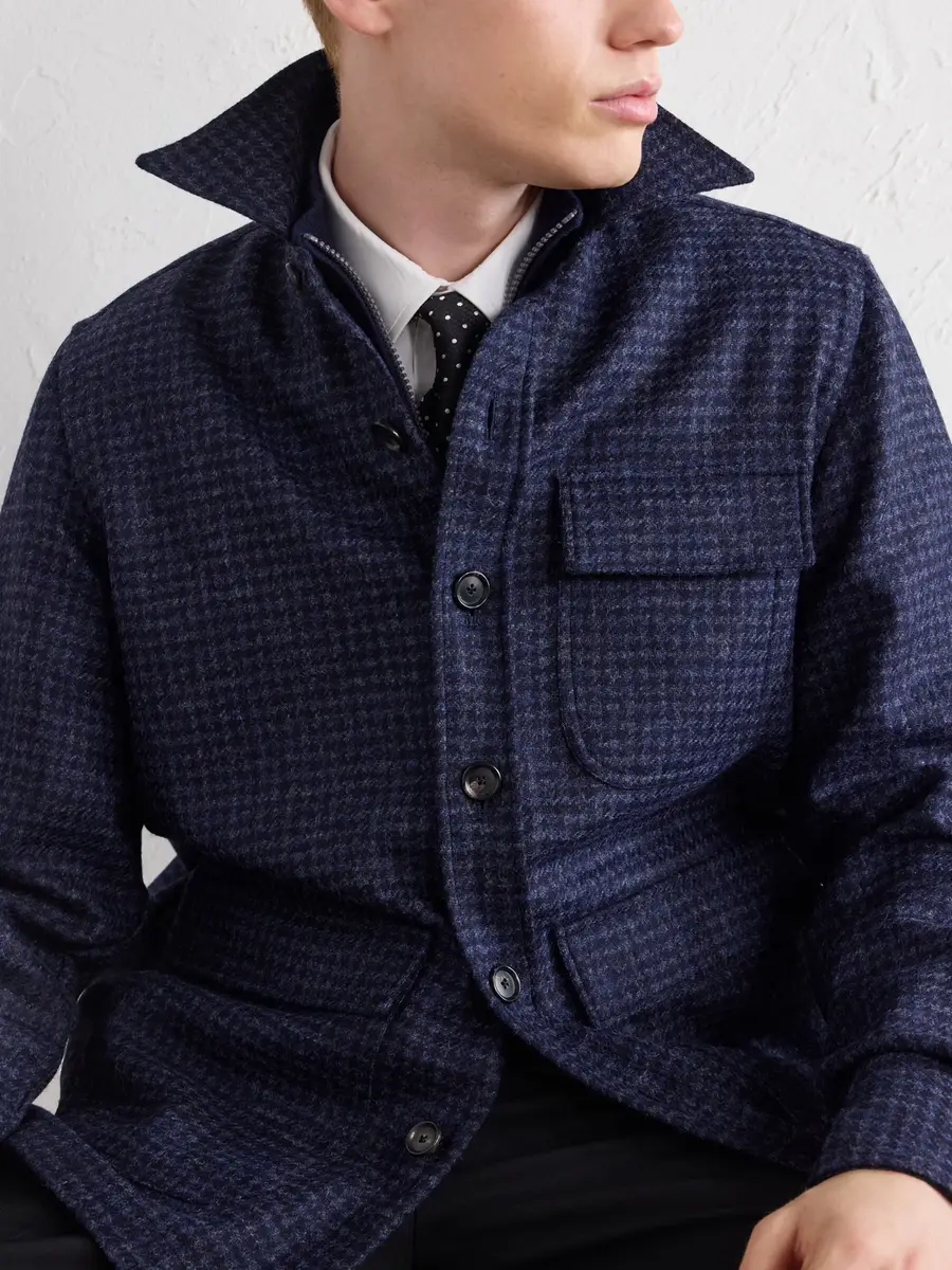 De Petrillo Houndstooth Virgin Wool Overshirt - Men | Thumbnail 5