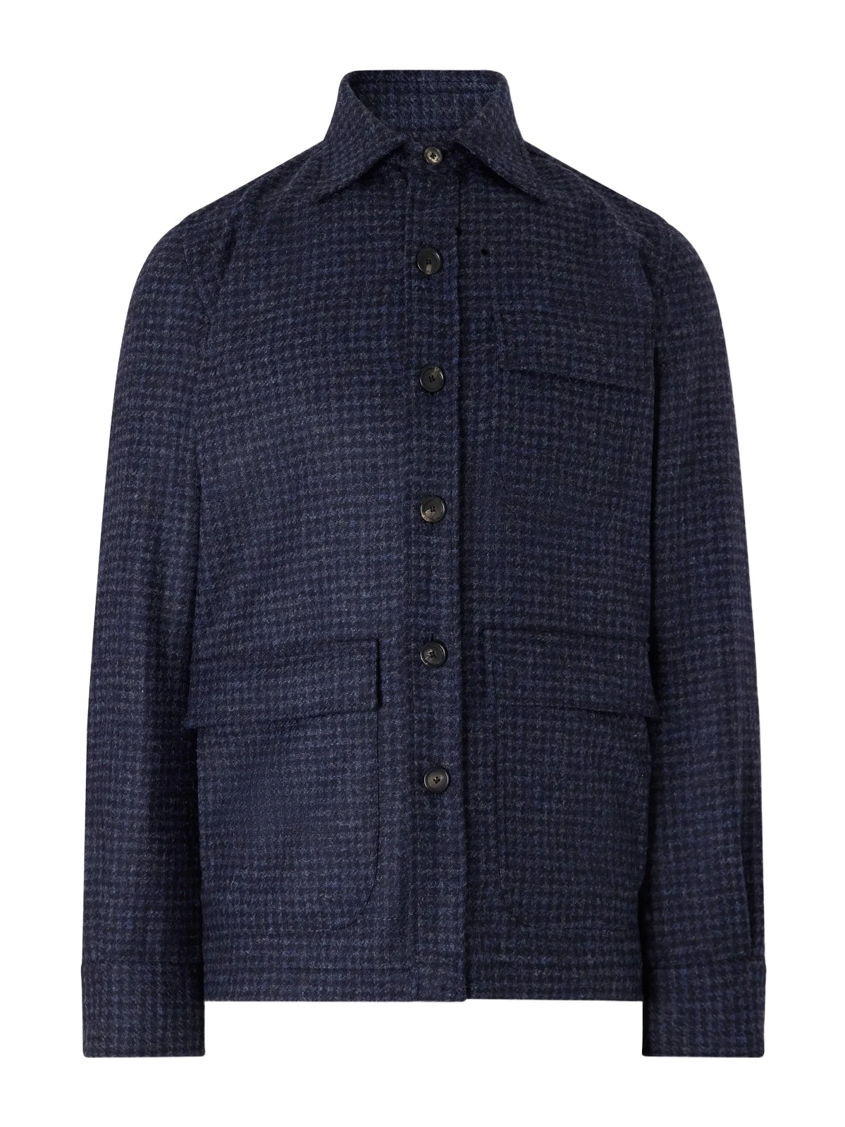 De Petrillo Houndstooth Virgin Wool Overshirt - Men