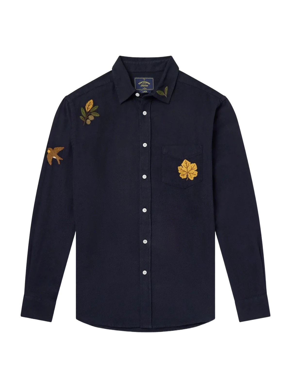 Embroidered Cotton-Flannel Shirt - Men Embroidered Cotton-Flannel Shirt - Men