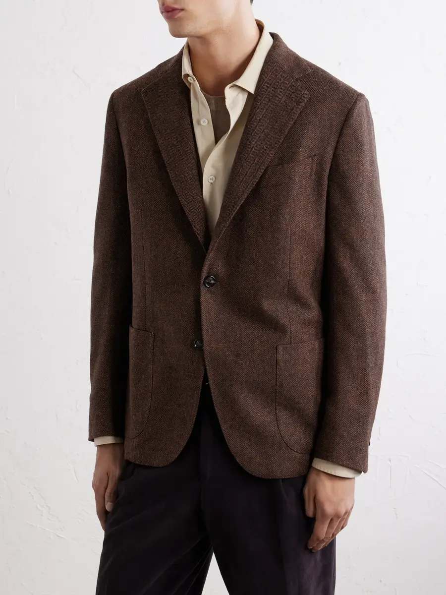 De Petrillo Posillipo Wool and Cashmere-Blend Herringbone Blazer - Men | Thumbnail 3 De Petrillo Posillipo Wool and Cashmere-Blend Herringbone Blazer - Men | Thumbnail 3