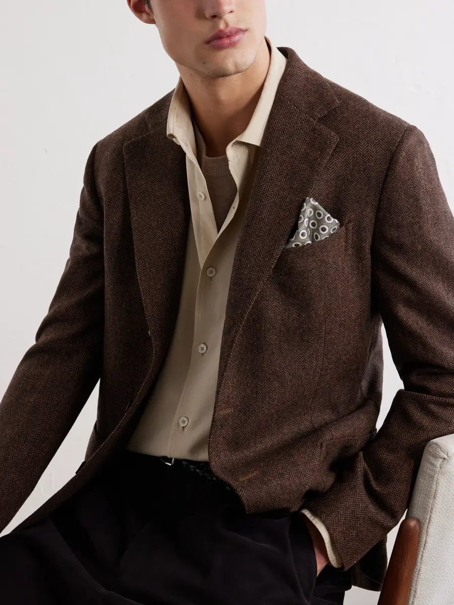 De Petrillo Posillipo Wool and Cashmere-Blend Herringbone Blazer - Men | Thumbnail 5 De Petrillo Posillipo Wool and Cashmere-Blend Herringbone Blazer - Men | Thumbnail 5