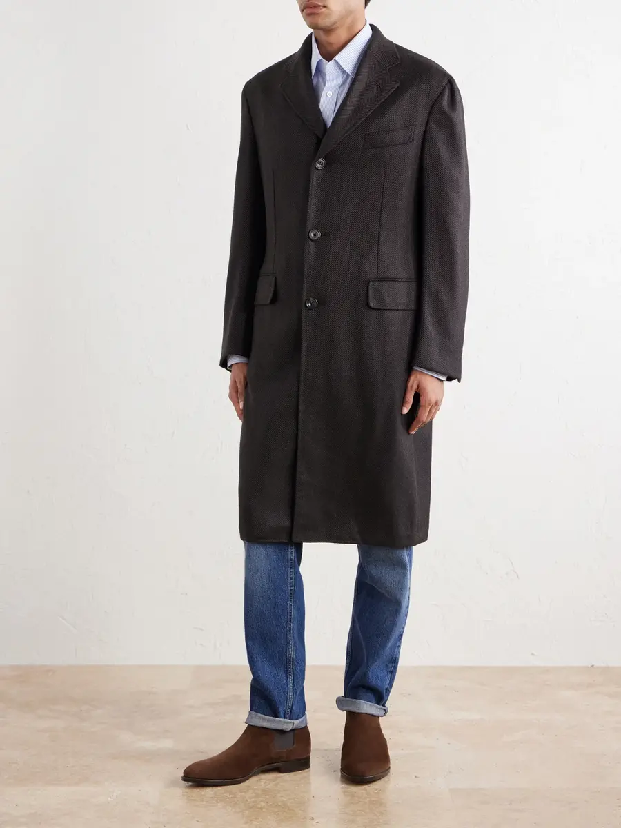 Thom Sweeney Herringbone Wool Coat - Men | Thumbnail 3 Thom Sweeney Herringbone Wool Coat - Men | Thumbnail 3