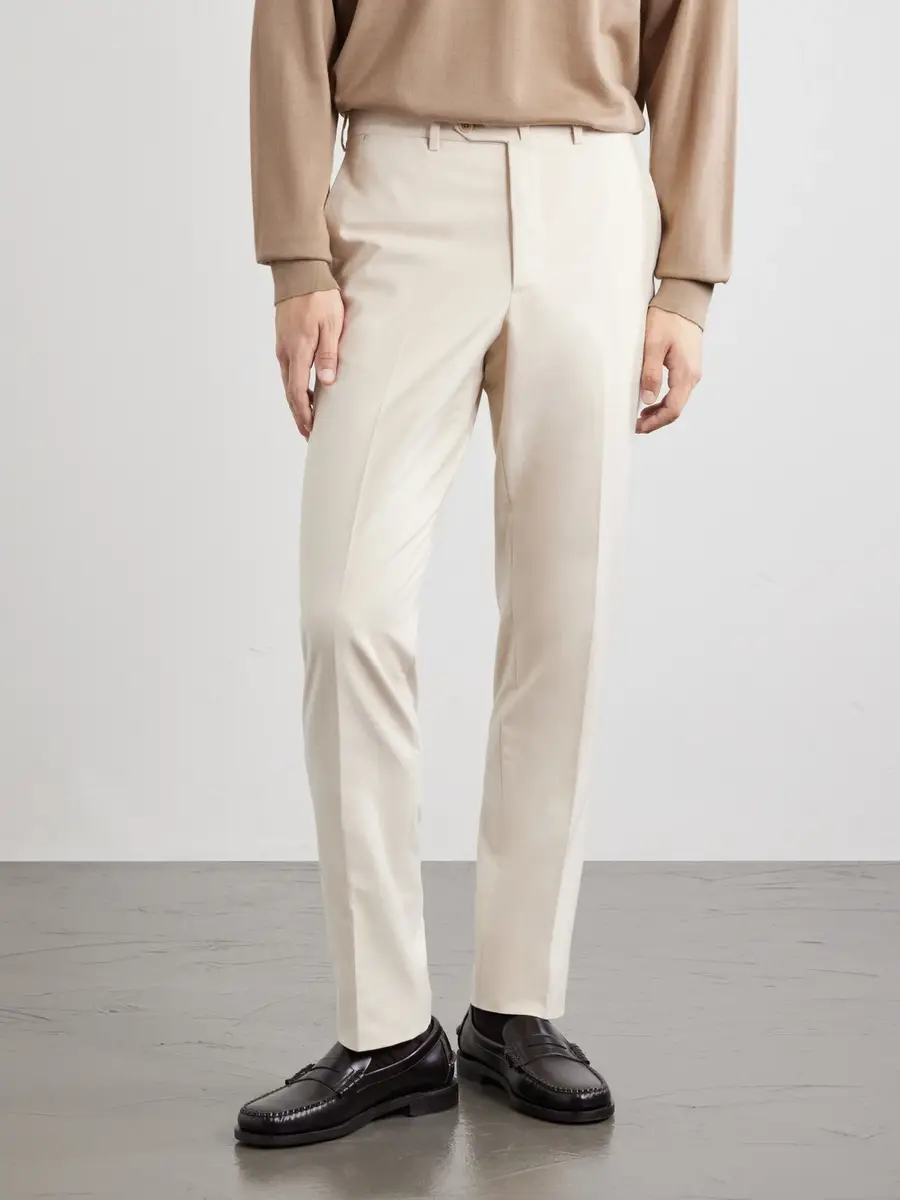 De Petrillo Tapered Cotton and Silk-Blend Twill Trousers - Men | Thumbnail 3 De Petrillo Tapered Cotton and Silk-Blend Twill Trousers - Men | Thumbnail 3
