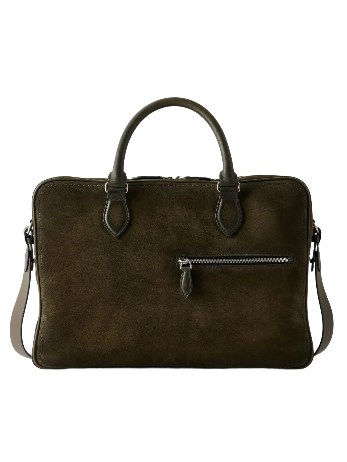 F088 Leather-Trimmed Suede Briefcase - Men F088 Leather-Trimmed Suede Briefcase - Men