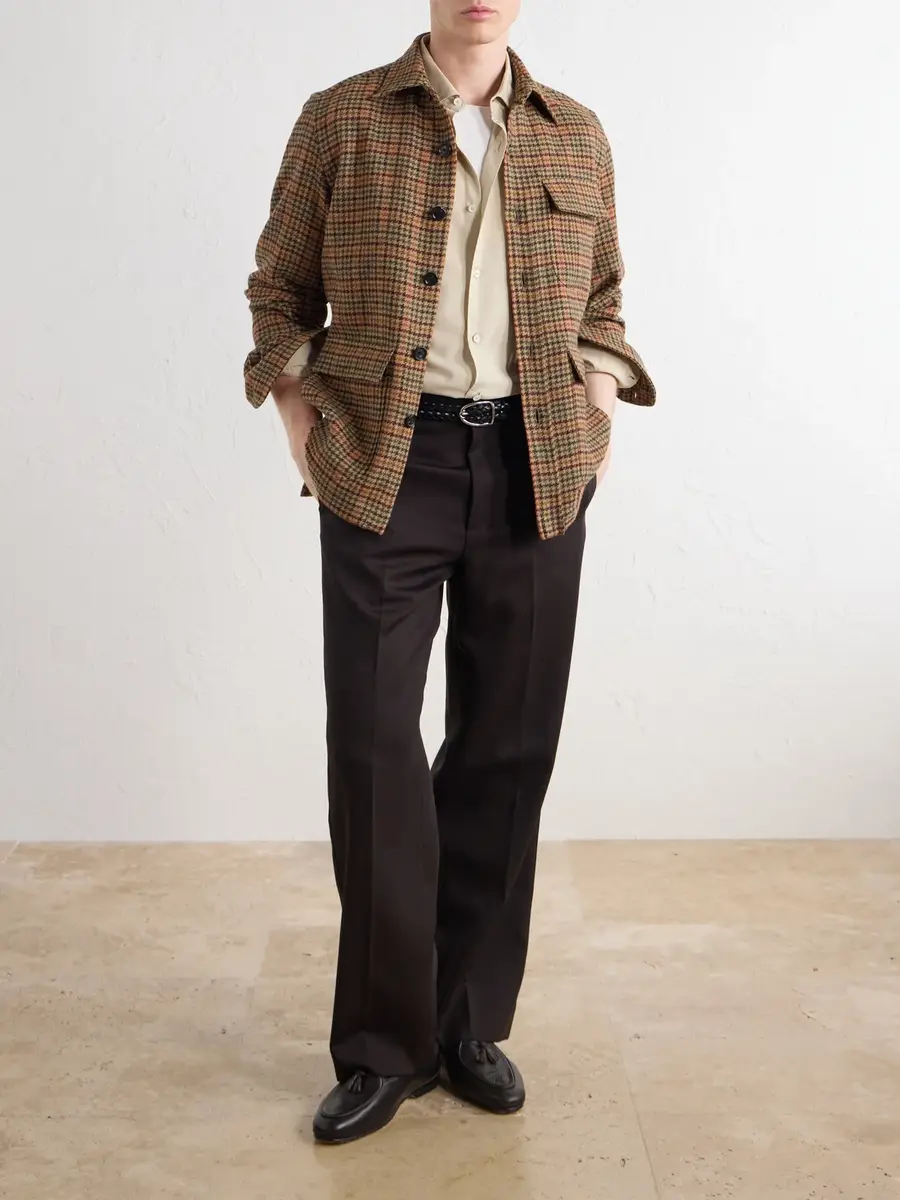 De Petrillo Houndstooth Virgin Wool Overshirt - Men | Thumbnail 2