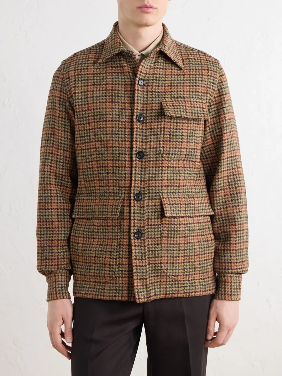 De Petrillo Houndstooth Virgin Wool Overshirt - Men | Thumbnail 3