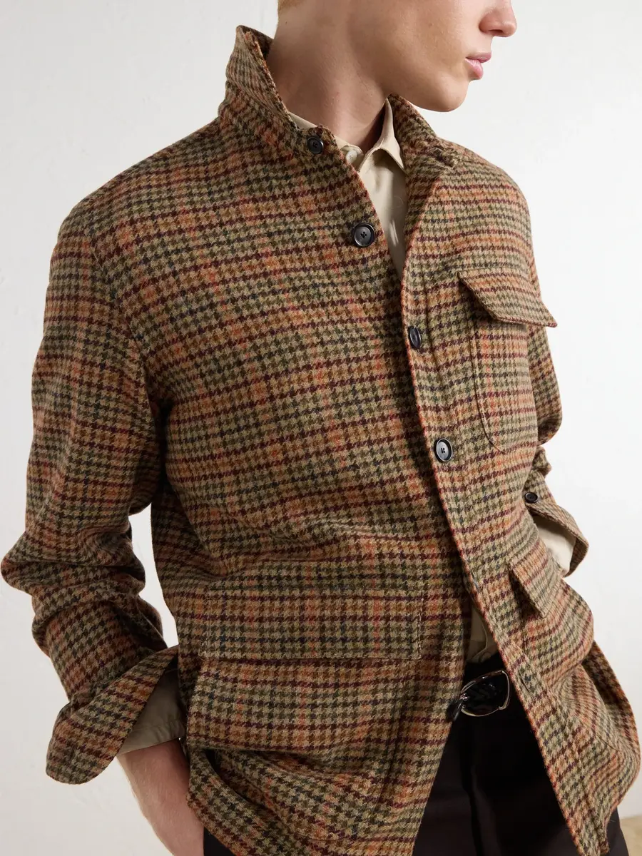 De Petrillo Houndstooth Virgin Wool Overshirt - Men | Thumbnail 6