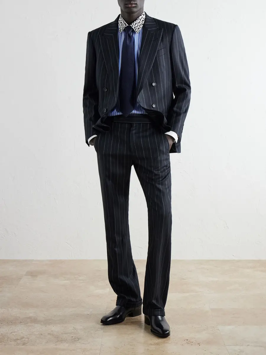 Tom Ford Leopard-Print Classic-Collar Striped Silk-Satin Shirt - Men | Thumbnail 2 Tom Ford Leopard-Print Classic-Collar Striped Silk-Satin Shirt - Men | Thumbnail 2