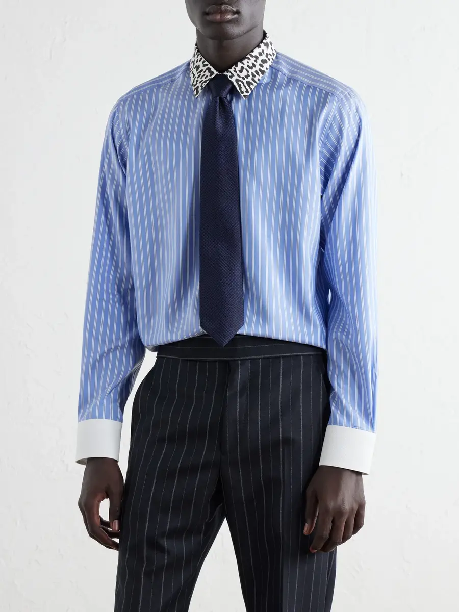 Tom Ford Leopard-Print Classic-Collar Striped Silk-Satin Shirt - Men | Thumbnail 3 Tom Ford Leopard-Print Classic-Collar Striped Silk-Satin Shirt - Men | Thumbnail 3