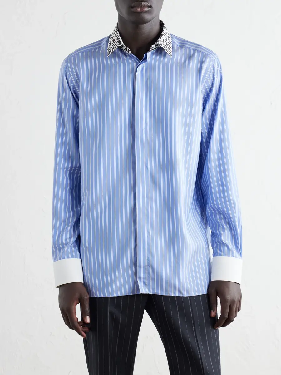 Tom Ford Leopard-Print Classic-Collar Striped Silk-Satin Shirt - Men | Thumbnail 5 Tom Ford Leopard-Print Classic-Collar Striped Silk-Satin Shirt - Men | Thumbnail 5