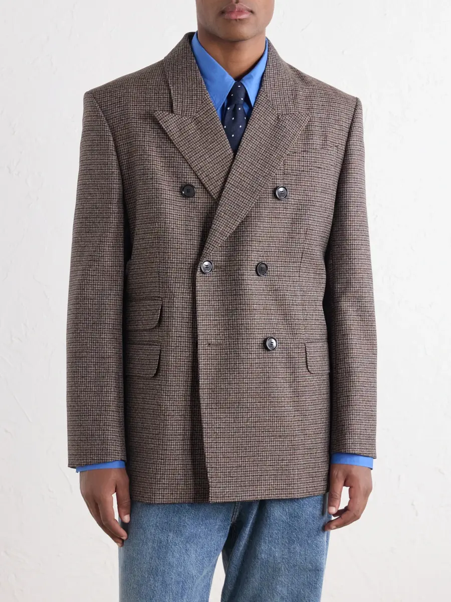AMI PARIS Double-Breasted Houndstooth Virgin Wool Blazer - Men | Thumbnail 3