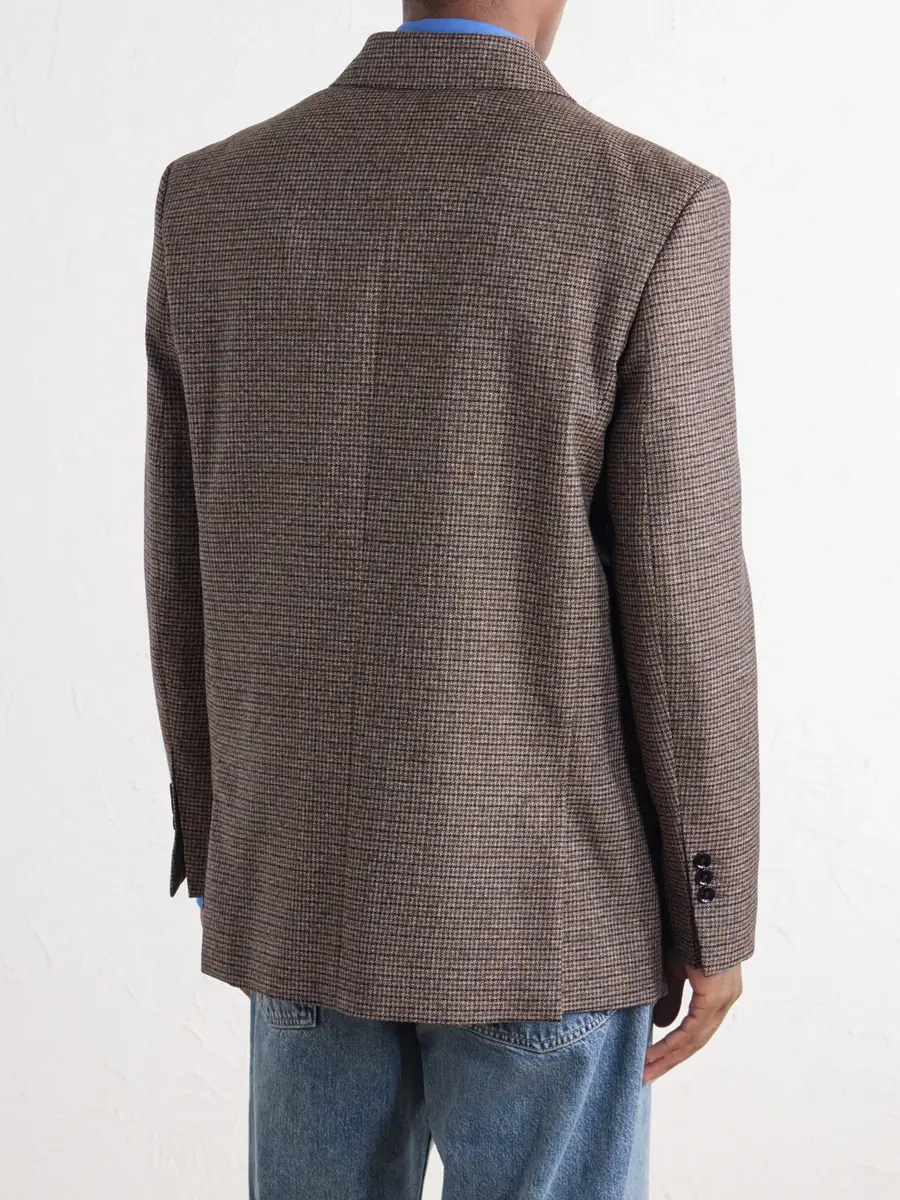 AMI PARIS Double-Breasted Houndstooth Virgin Wool Blazer - Men | Thumbnail 4