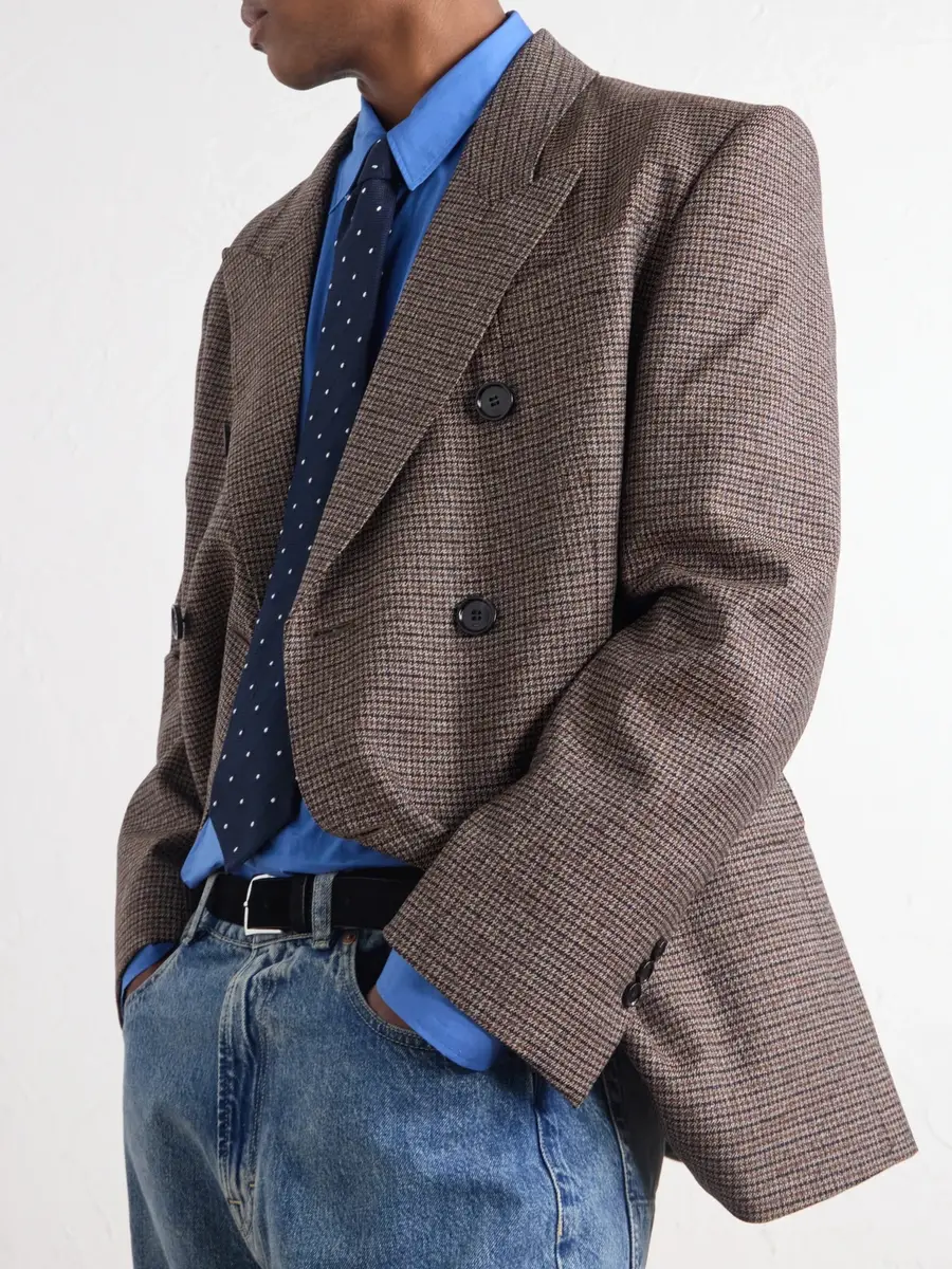AMI PARIS Double-Breasted Houndstooth Virgin Wool Blazer - Men | Thumbnail 5