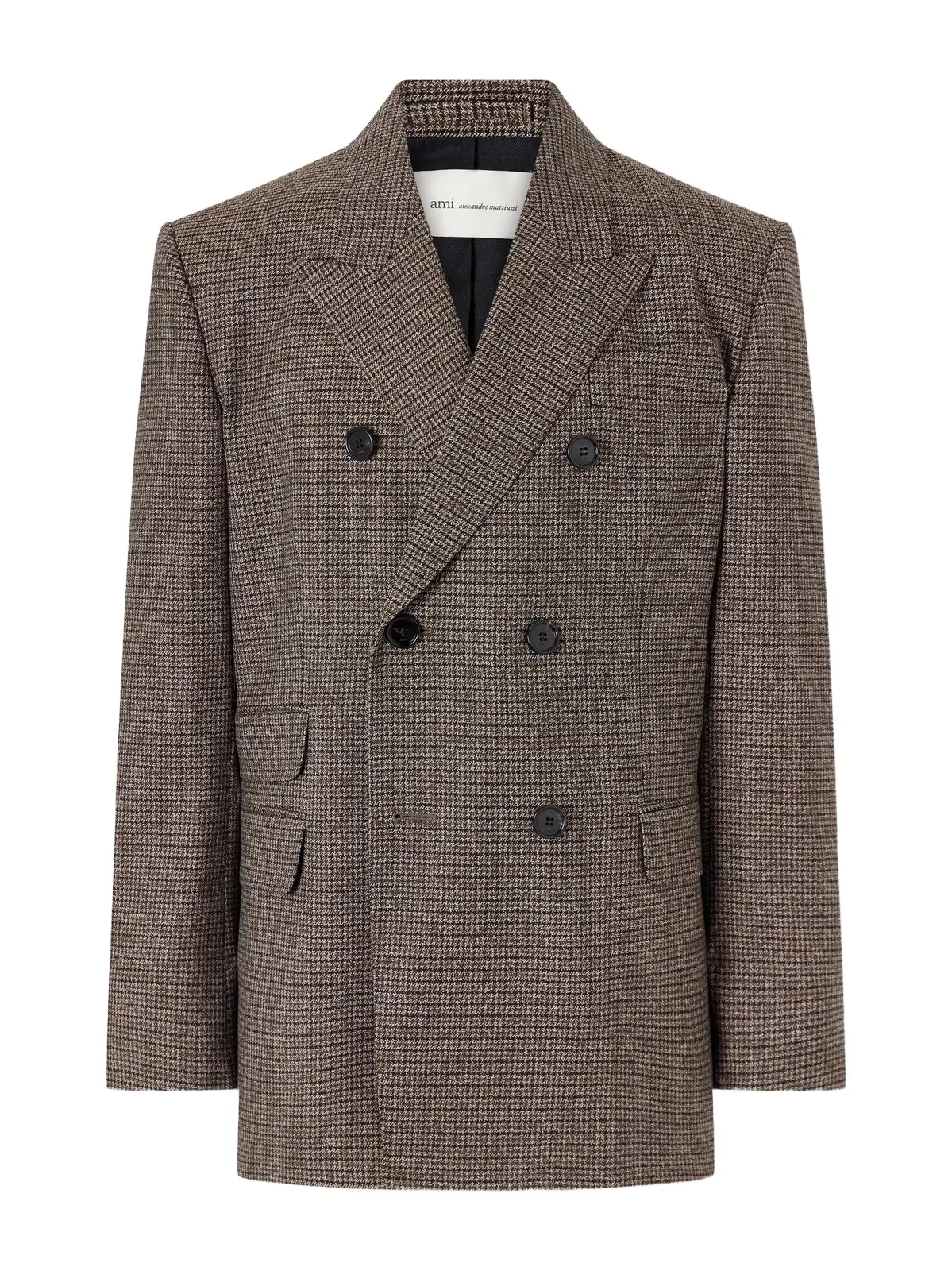 AMI PARIS Double-Breasted Houndstooth Virgin Wool Blazer - Men