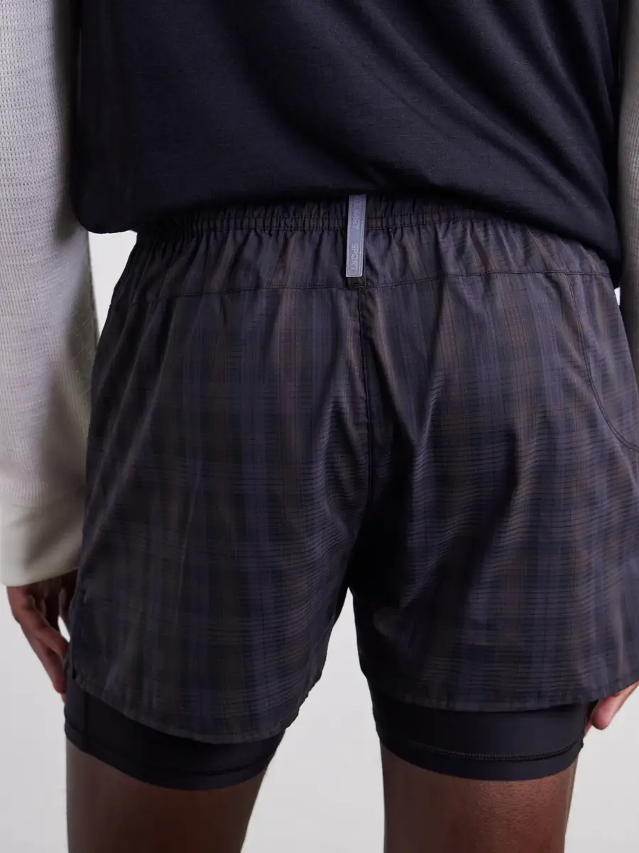 Literary Sport Myles Layered Checked Shell and Stretch-Jersey Running Shorts - Men | Thumbnail 5