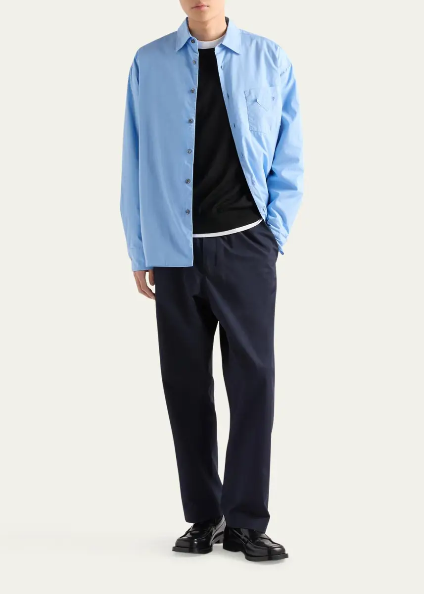 Prada Men's Superfine Wool Small-Logo Crewneck Sweater | Thumbnail 2