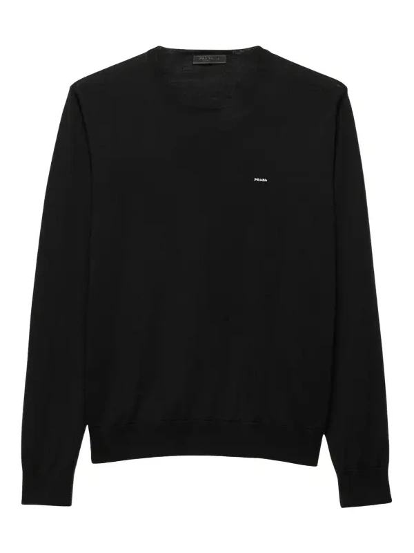 Men's Superfine Wool Small-Logo Crewneck Sweater Men's Superfine Wool Small-Logo Crewneck Sweater