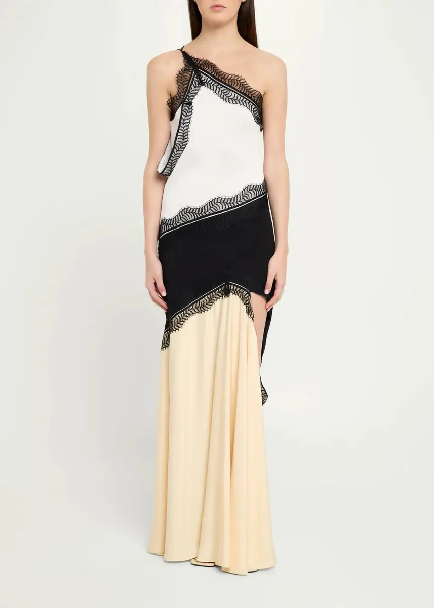 Christopher Esber Keira Split Lace One-Shoulder Cutaway Dress | Thumbnail 2 Christopher Esber Keira Split Lace One-Shoulder Cutaway Dress | Thumbnail 2