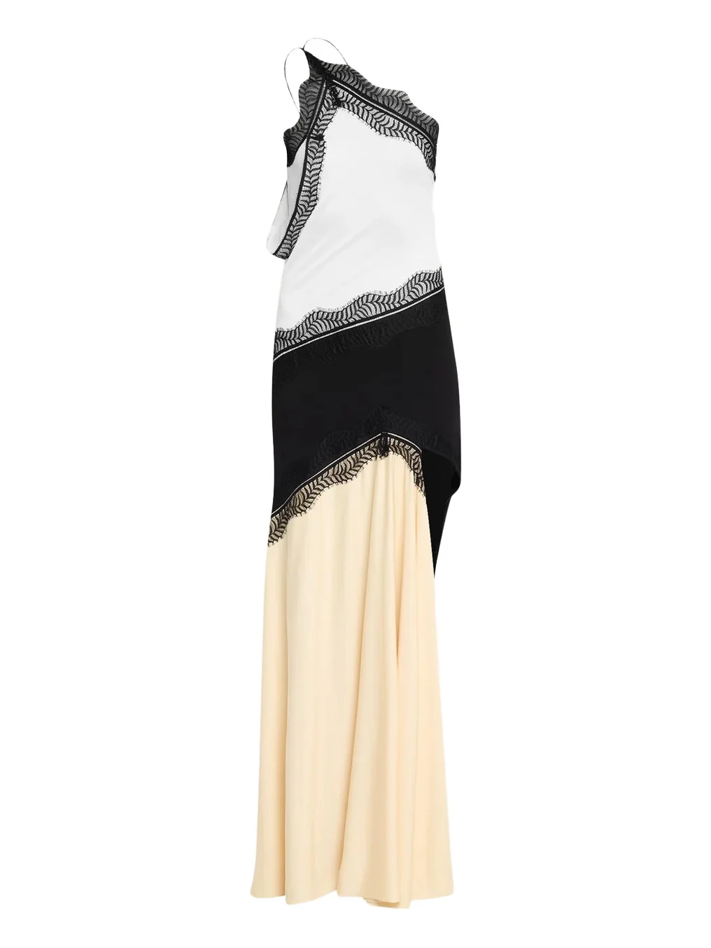 Christopher Esber Keira Split Lace One-Shoulder Cutaway Dress
