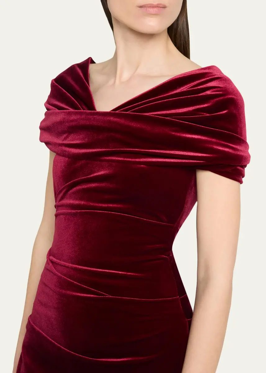 Talbot Runhof Kate Draped Velvet Mermaid Gown | Thumbnail 5 Talbot Runhof Kate Draped Velvet Mermaid Gown | Thumbnail 5