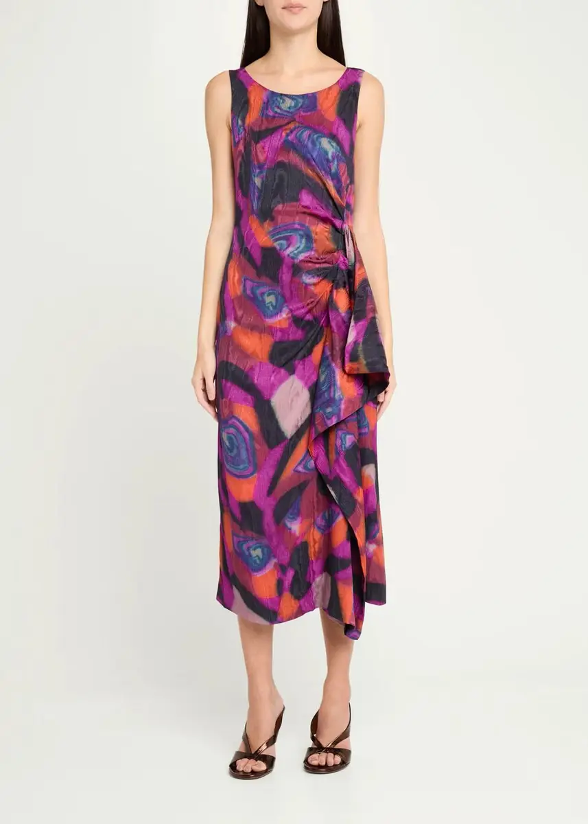 Dries Van Noten Dropps Sleeveless Ruched Ruffle Midi Dress | Thumbnail 2 Dries Van Noten Dropps Sleeveless Ruched Ruffle Midi Dress | Thumbnail 2
