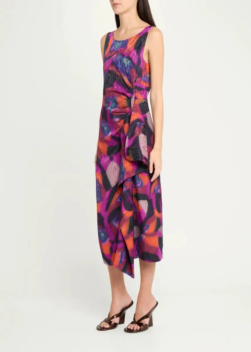 Dries Van Noten Dropps Sleeveless Ruched Ruffle Midi Dress | Thumbnail 4 Dries Van Noten Dropps Sleeveless Ruched Ruffle Midi Dress | Thumbnail 4