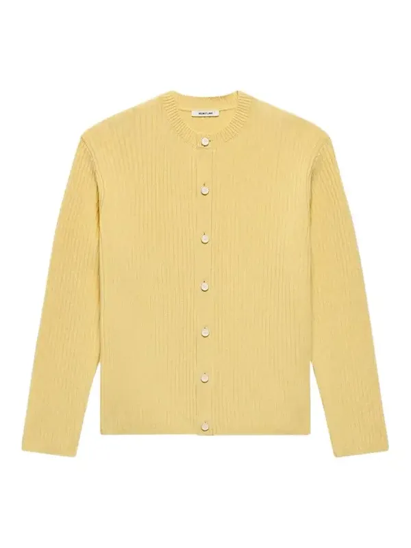 Men's Wool Ribbed Crewneck Cardigan