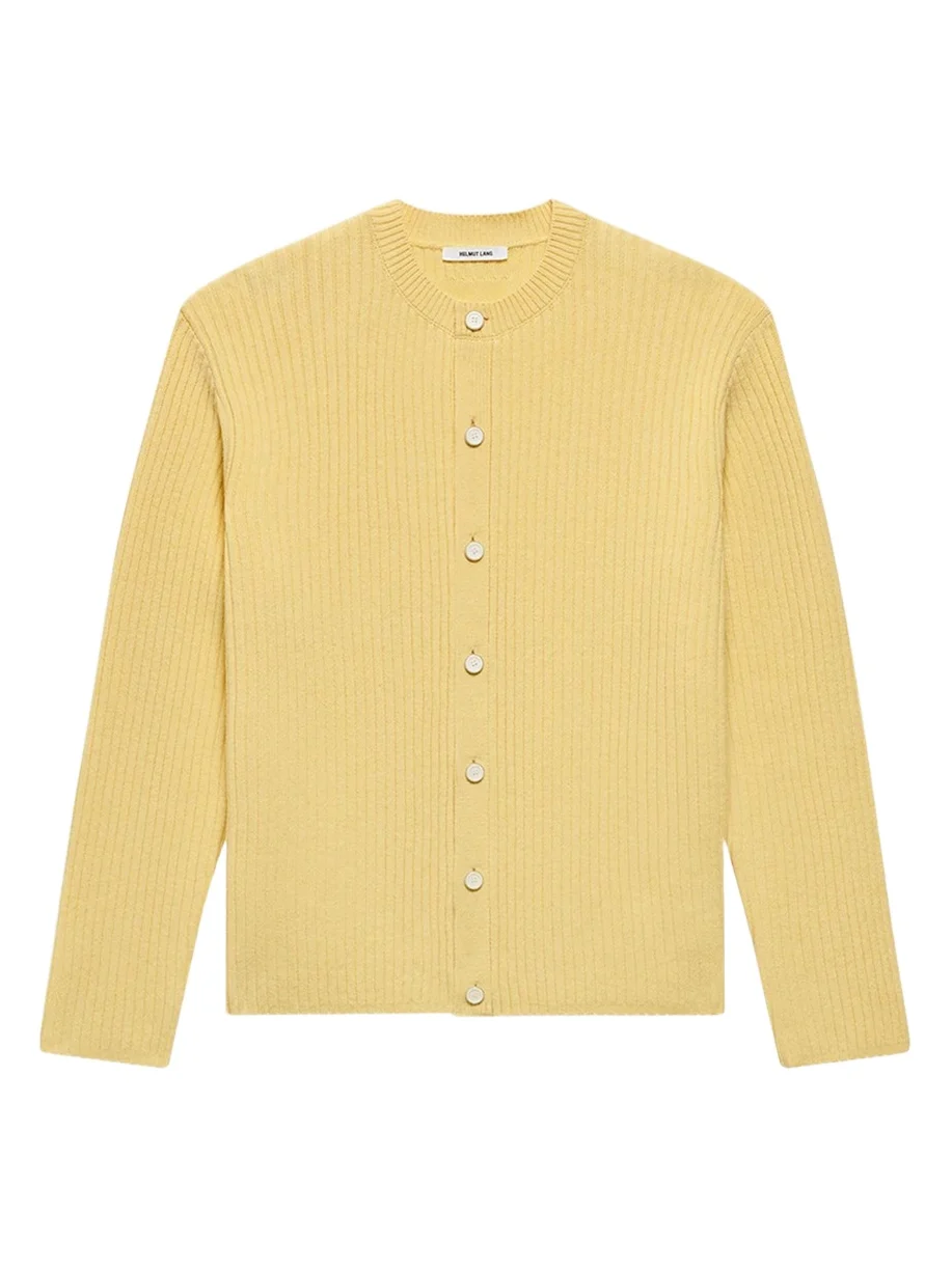 Men's Wool Ribbed Crewneck Cardigan Men's Wool Ribbed Crewneck Cardigan