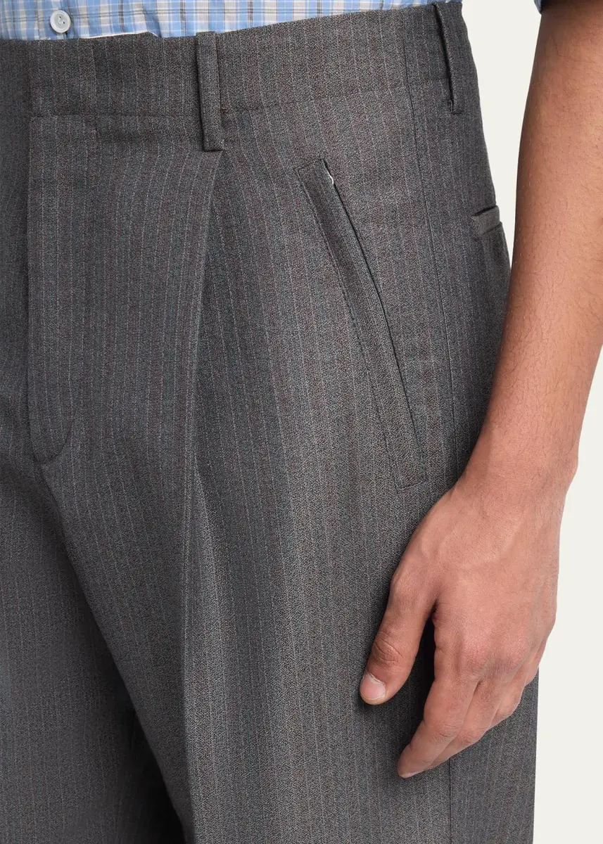 Bottega Veneta Men's Cargo Pocket Shadow Stripe Pleated Trousers | Thumbnail 5
