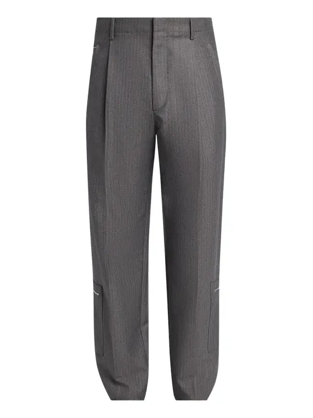 Men's Cargo Pocket Shadow Stripe Pleated Trousers Men's Cargo Pocket Shadow Stripe Pleated Trousers