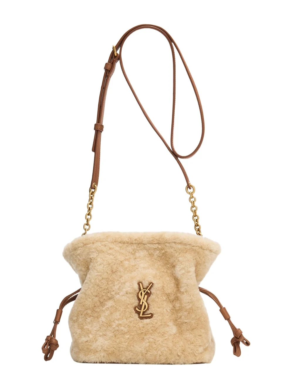 Jamie Mini YSL Shearling & Leather Shoulder Bag