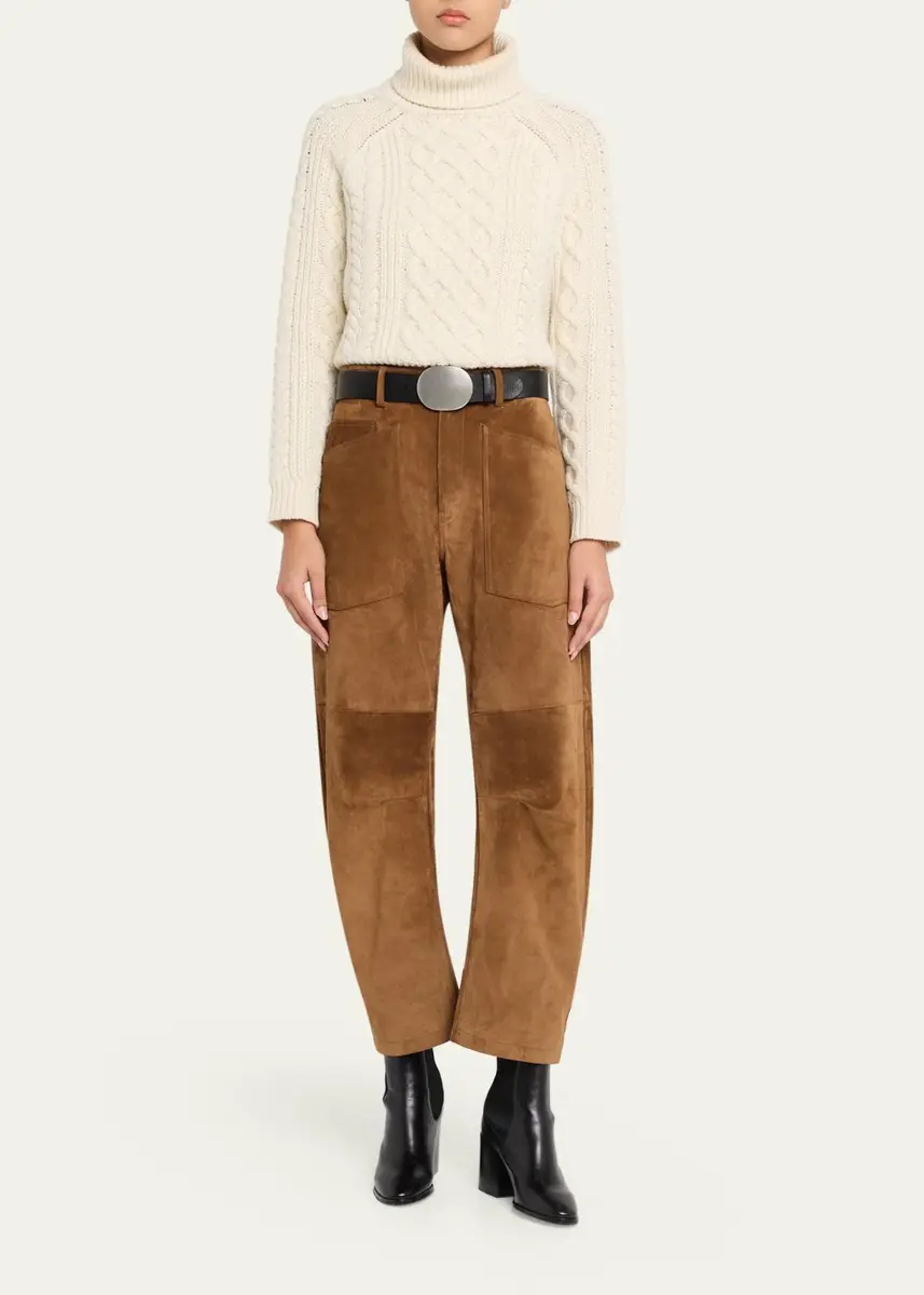 Nili Lotan Shon Barrel-Leg Suede Pants | Thumbnail 2