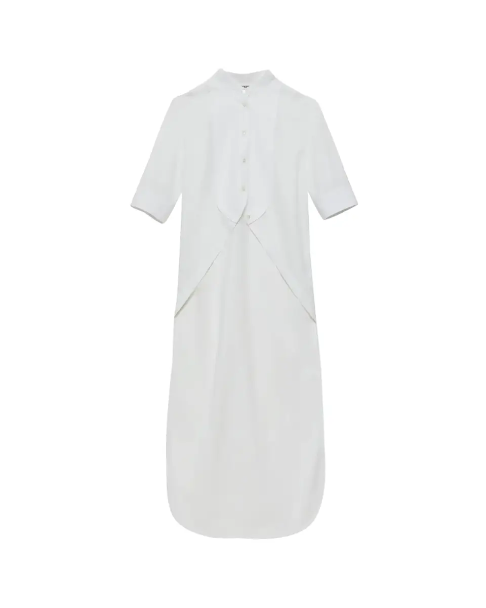 JW Anderson Short-Sleeve Bib High-Low Button-Down Shirt | Thumbnail 2