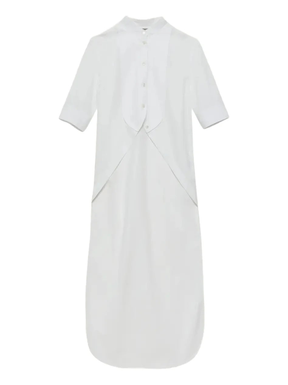 Short-Sleeve Bib High-Low Button-Down Shirt Short-Sleeve Bib High-Low Button-Down Shirt
