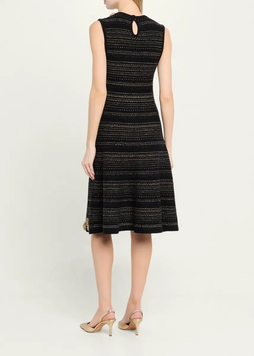 Rickie Freeman for Teri Jon Striped Crochet Floral Applique Midi Dress | Thumbnail 3 Rickie Freeman for Teri Jon Striped Crochet Floral Applique Midi Dress | Thumbnail 3