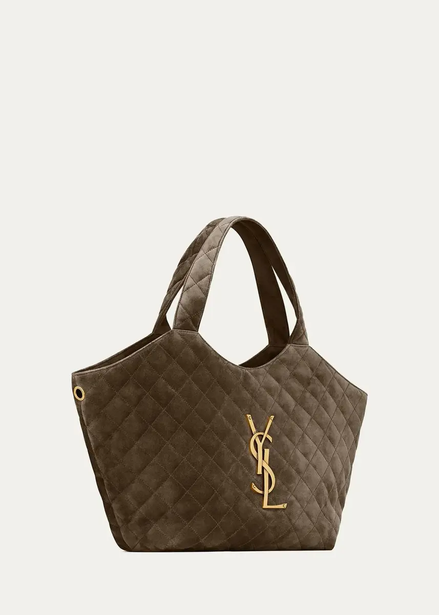 Saint Laurent Icare Medium Quilted Suede Tote Bag | Thumbnail 4 Saint Laurent Icare Medium Quilted Suede Tote Bag | Thumbnail 4
