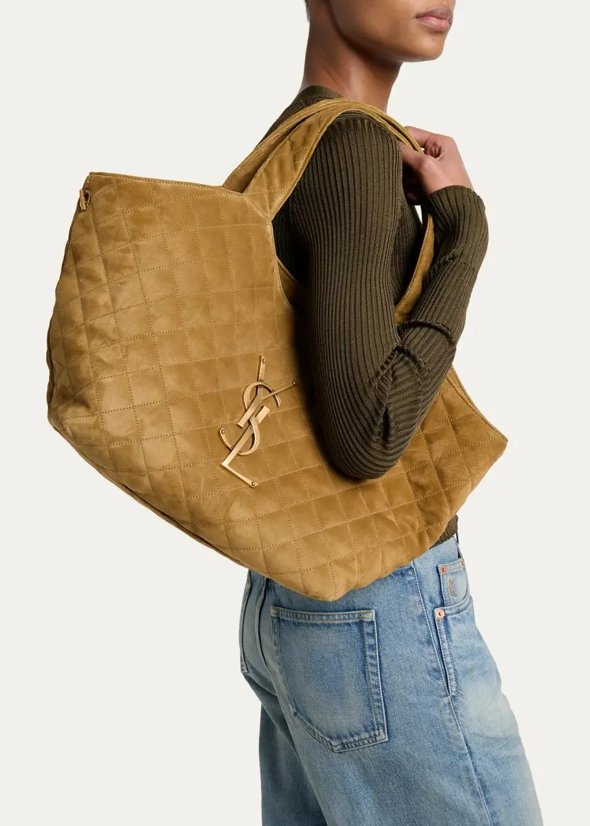 Saint Laurent Icare Medium Quilted Suede Tote Bag | Thumbnail 6 Saint Laurent Icare Medium Quilted Suede Tote Bag | Thumbnail 6