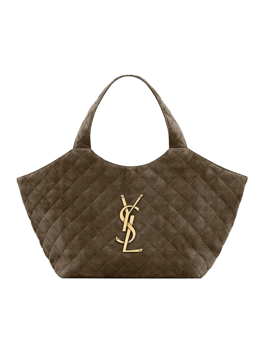 Saint Laurent Icare Medium Quilted Suede Tote Bag
